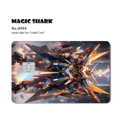 Holographic Robot and Shark Card Stickers - Laser Skin Film Decals for Debit, Credit, and Bank Cards