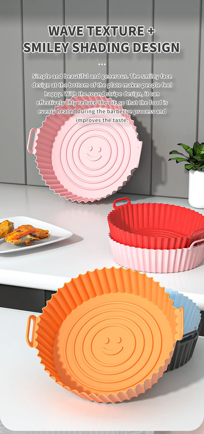 Reusable Silicone Air Fryer Basket & Baking Tray – Non-Stick Mold Liner for Oven, Pizza, Fried Chicken & More