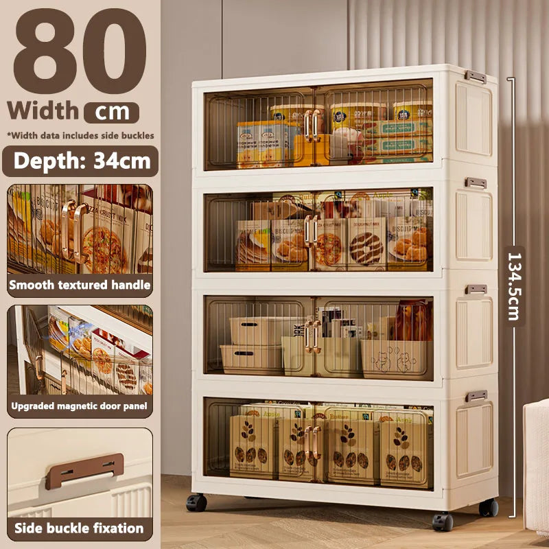 Installation-Free Foldable Storage Cabinet – Plastic Organizer for Kids’ Clothes & Snacks