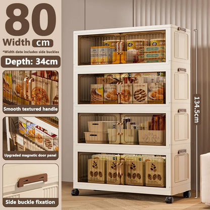 Installation-Free Foldable Storage Cabinet – Plastic Organizer for Kids’ Clothes & Snacks