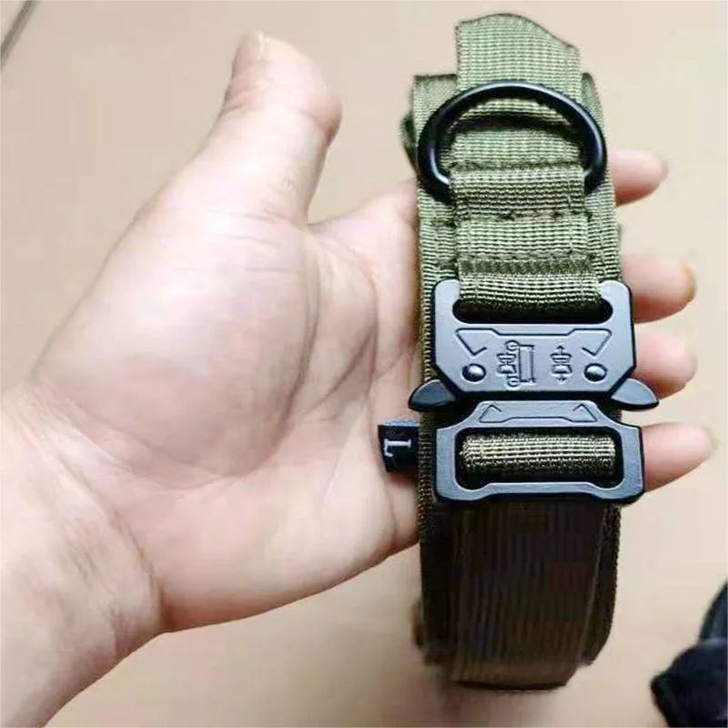 Nylon Tactical Dog Collar with Handle – Adjustable Durable Collar for Medium & Large Dogs Pet Accessories