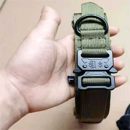 Nylon Tactical Dog Collar with Handle – Adjustable Durable Collar for Medium & Large Dogs Pet Accessories