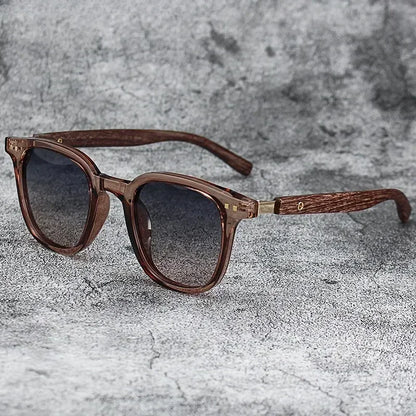 Retro Wood Grain Polarized Sunglasses for Men & Women – UV Protection Eyewear for Cycling, Outdoor & Street Photography