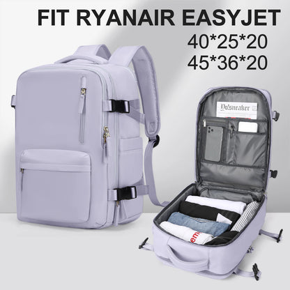 Women's Cabin Travel Backpack - Large Capacity, Water-Resistant Laptop Bag 45x36x20 cm, Fits EasyJet and Ryanair Carry-On Dimensions