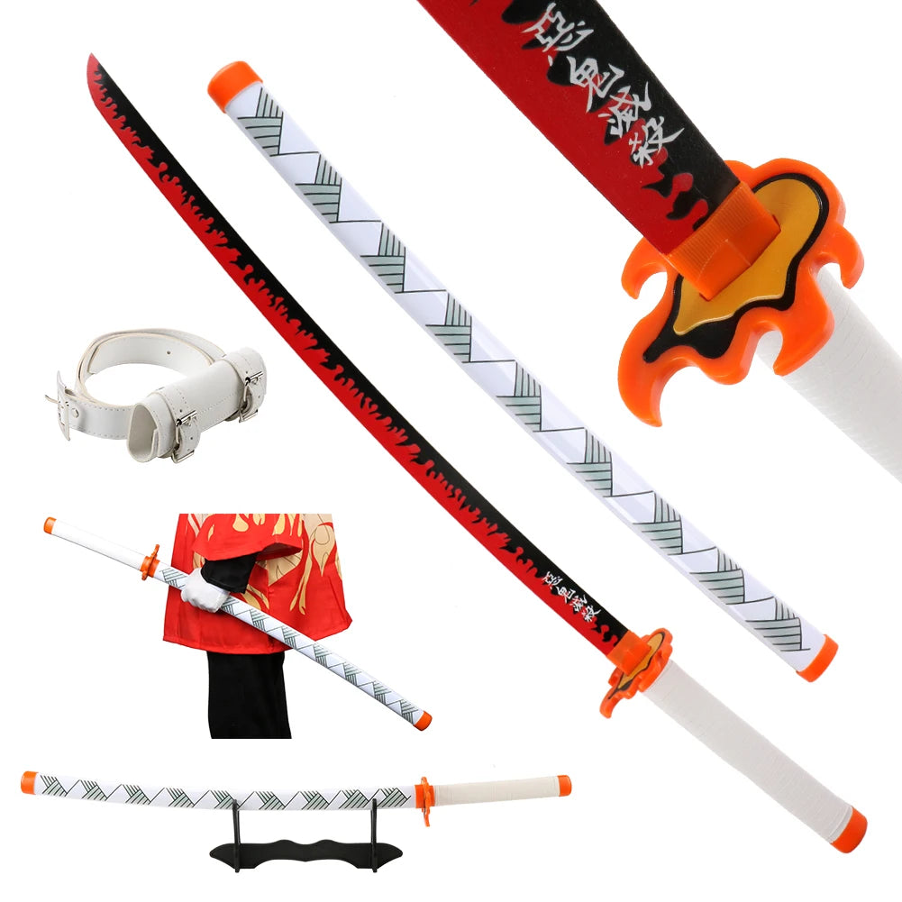 41" Demon Slayer Tanjiro Katana Sword – Samurai Cosplay Prop with Belt & Holder for Halloween Decoration