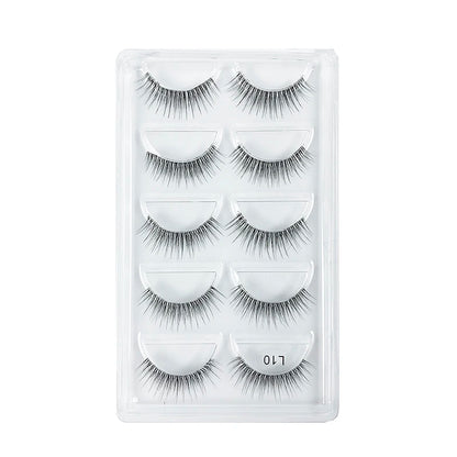 5 Pairs Manga Style Cosplay False Eyelashes – Soft Natural Short Mink Strip Lashes with Clear Band