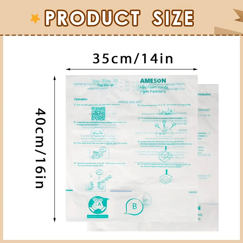 4pcs/8pcs Fragile Expanding Foam Protective Bags – Quick Foam Packing Wrap for Car Accessories & Glass Protection