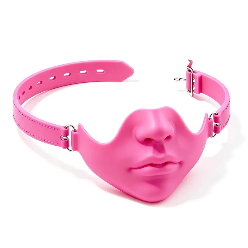 Black Resin Half Face Mask - Adjustable Buckle Strap Realistic Human Face Design for Halloween Cosplay & Costume Parties