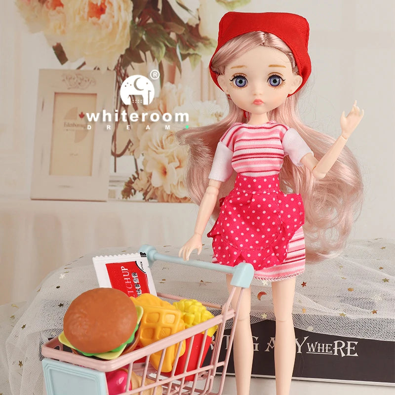 Slim 26cm BJD Doll for Girls – 13 Movable Joints with Princess Outfit, Blue Eyes & Eyelash Accessories