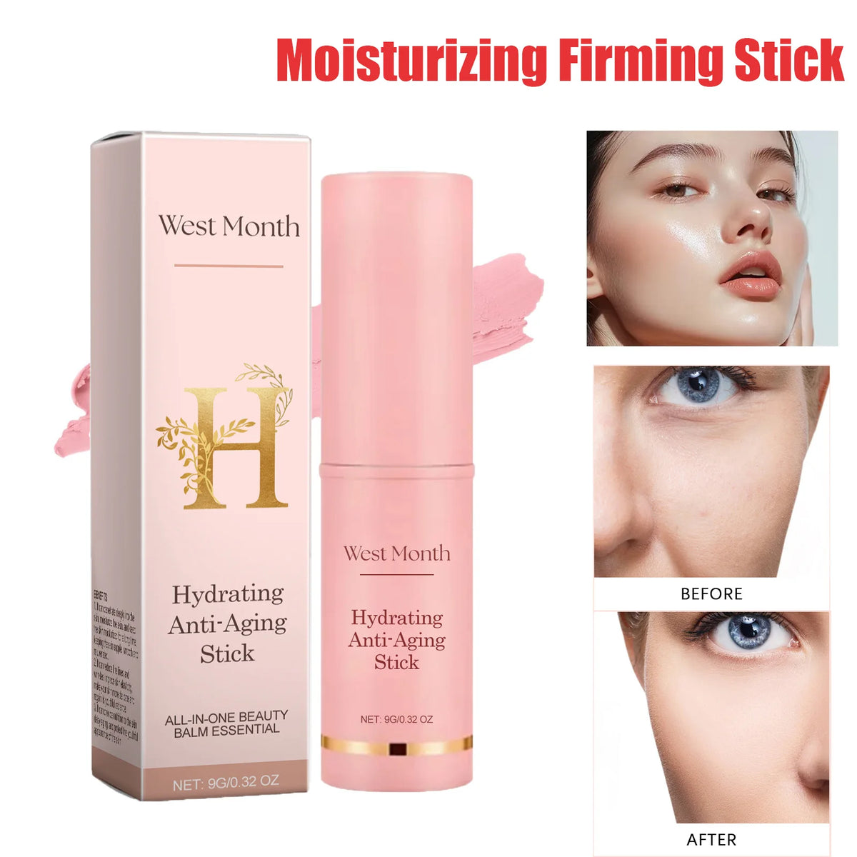 Moisturizing Multi Balm Stick - Collagen Hydrating Balm for Skin Firmness, Brightness, and Wrinkle Care