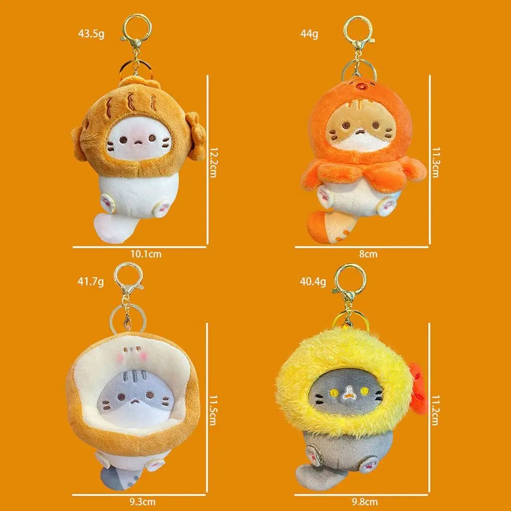 Plush Cocoa Cat Snapper Keychain – Cute Soft Doll Pendant, Exquisite Schoolbag Charm Accessory