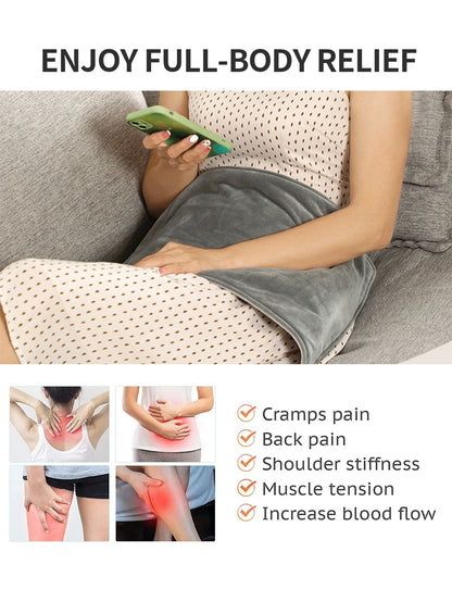 Grey Mini Heated Blanket with USB 5V Electric Heating Pad - 19.6x11.8 Inch, Long 59 Inch Cable for Cramps & Back Pain Relief