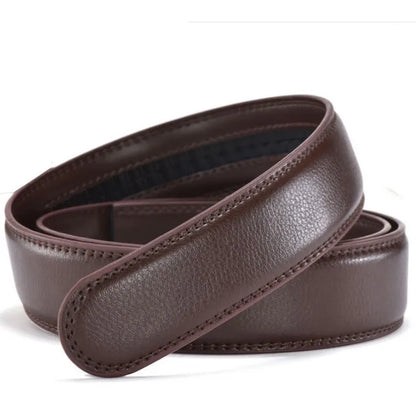 Men's Ratchet Leather Belt – Adjustable Strap with Free Buckle Replacement for Cowboy Style