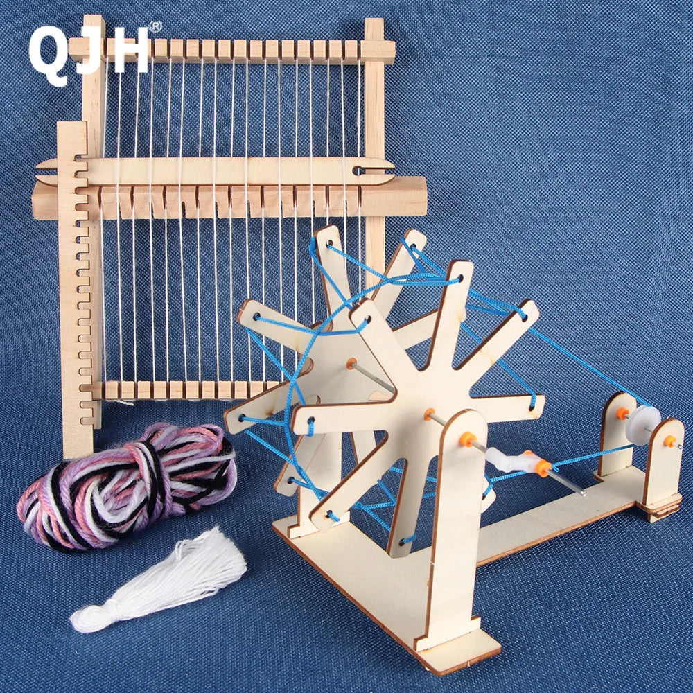Mini Weaving Loom Frame Kit - Wooden Spinning Wheel Tapestry Loom, Perfect for Travel and Beginners - DIY Woven Set