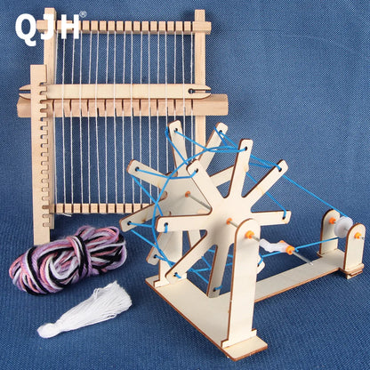 Mini Weaving Loom Frame Kit - Wooden Spinning Wheel Tapestry Loom, Perfect for Travel and Beginners - DIY Woven Set