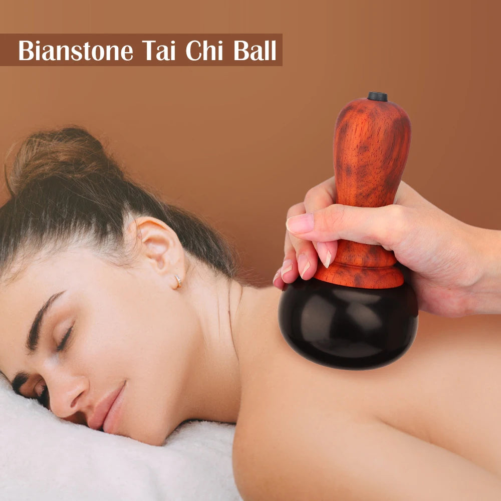 Hot Stone Electric Gua Sha Massager: Natural Bianstone Scraping for Back, Neck, Face - Relax Muscles, Skin Lift Care Spa