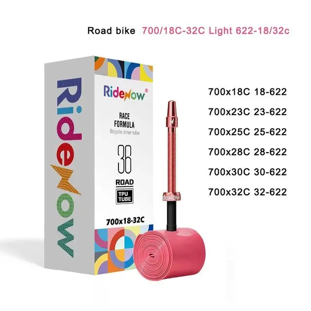 Ridenow Metal Nozzle TPU Inner Tube – External Thread, 700x18-32c Road Bike Inner Tire