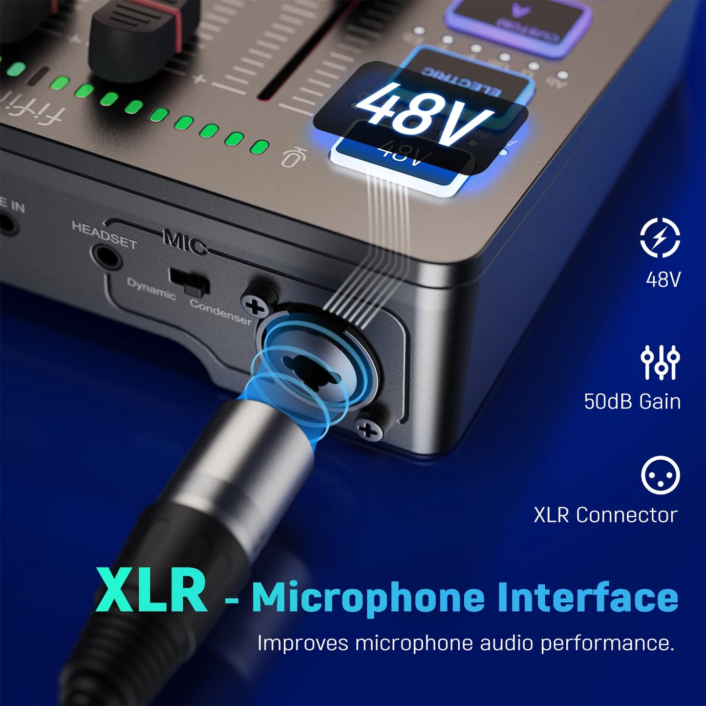 FIFINE 4-Channel RGB Gaming Audio Mixer – XLR Mic Interface for Streaming, Podcast & Game Voice