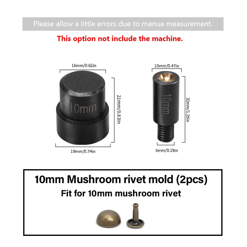 WUTA Manual Button Installation Tool – Mute Punching for Mushroom Rivets & Eyelets, DIY Hand Pressing Tool (With/Without Machine)