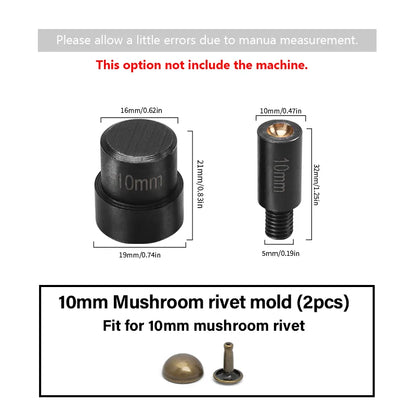 WUTA Manual Button Installation Tool – Mute Punching for Mushroom Rivets & Eyelets, DIY Hand Pressing Tool (With/Without Machine)