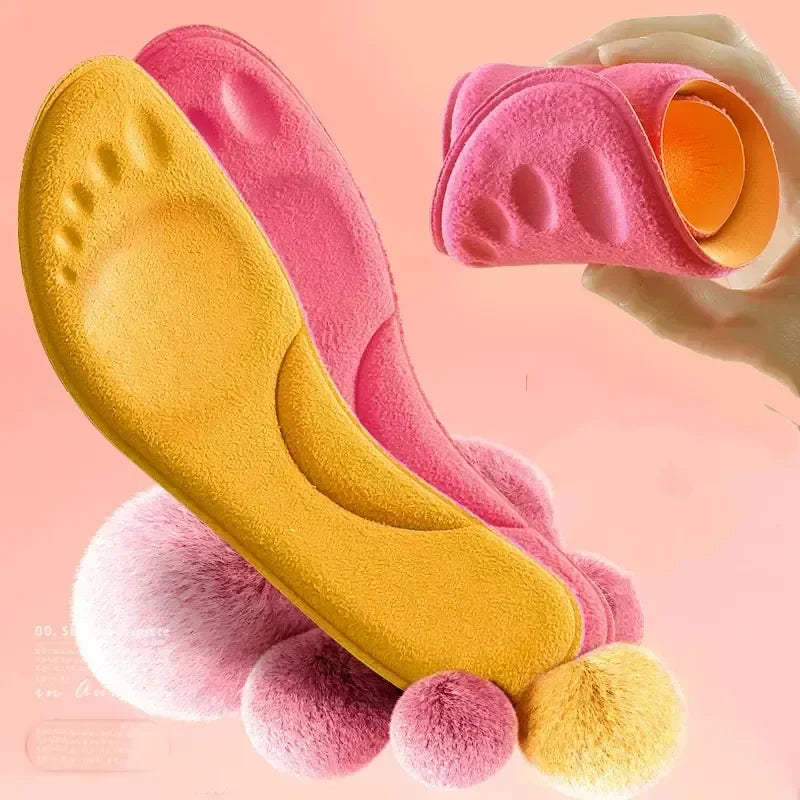 4D Massage Warm Pile Shoe Insoles – Super Soft Latex Sports Insoles with Arch Support, Orthopedic Running & Basketball Foot Comfort