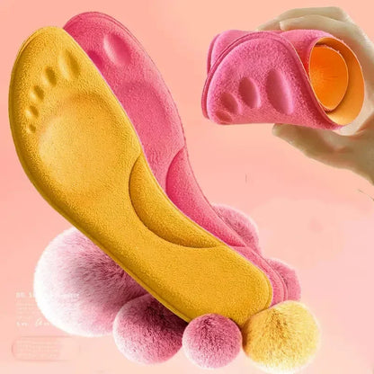 4D Massage Warm Pile Shoe Insoles – Super Soft Latex Sports Insoles with Arch Support, Orthopedic Running & Basketball Foot Comfort