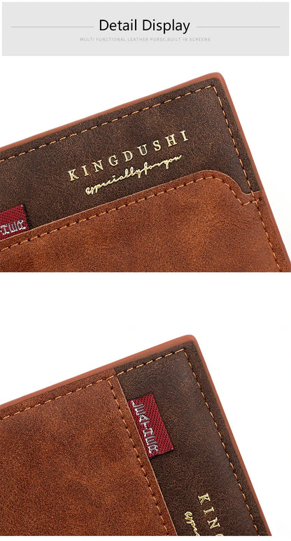 Personalized Men’s Short Wallet – High-Quality Classic Card Holder with Zipper Coin Pocket & Money Clip
