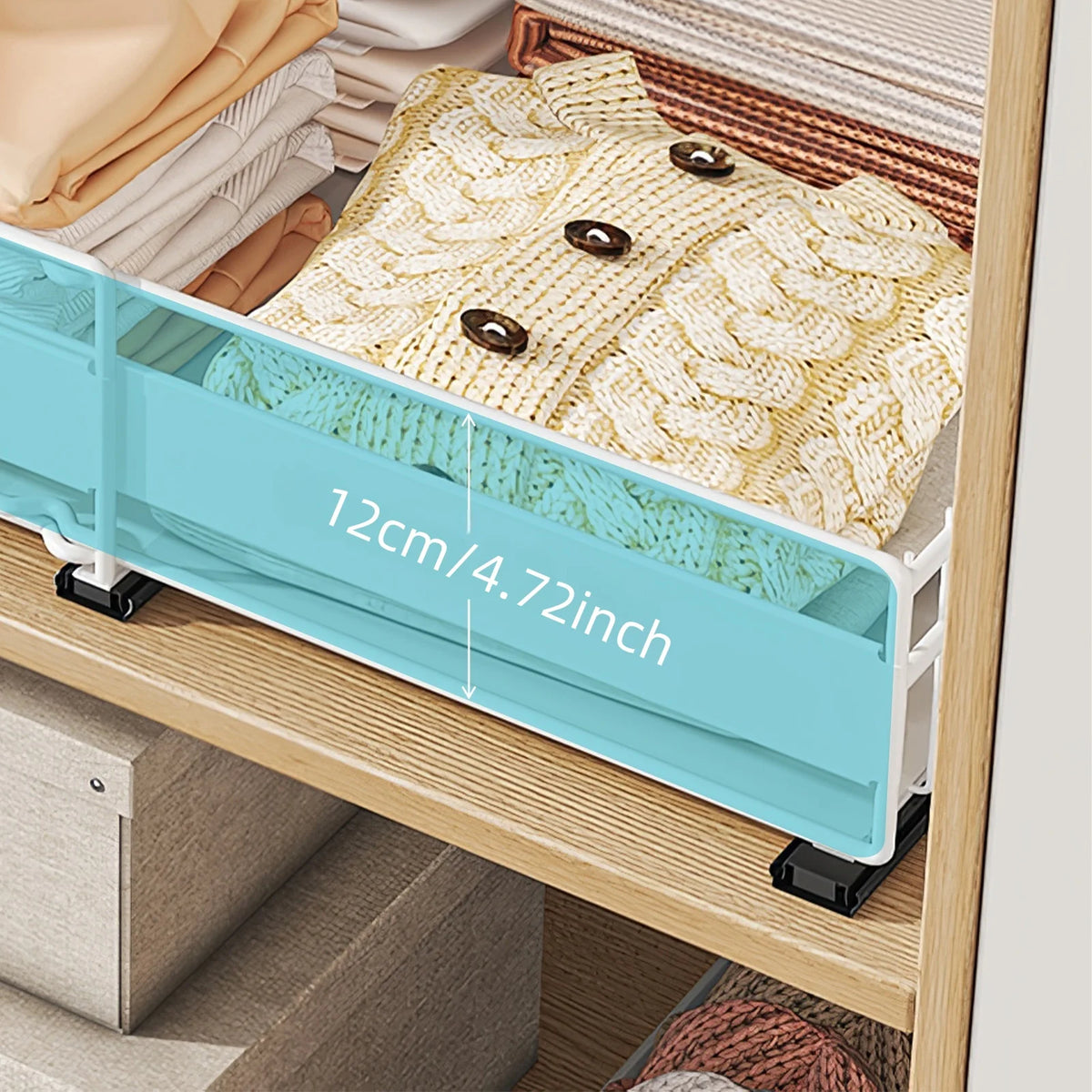Expandable Cabinet Drawer Organizer - Pull-Out Storage Tray with 3 Sliding Rails