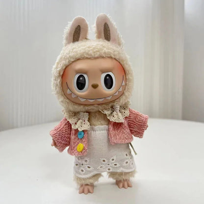 17cm Mini Plush Doll Clothes Set – Kpop EXO Labubu Idol Doll Shark Onesie & Accessories, DIY Girl Gift