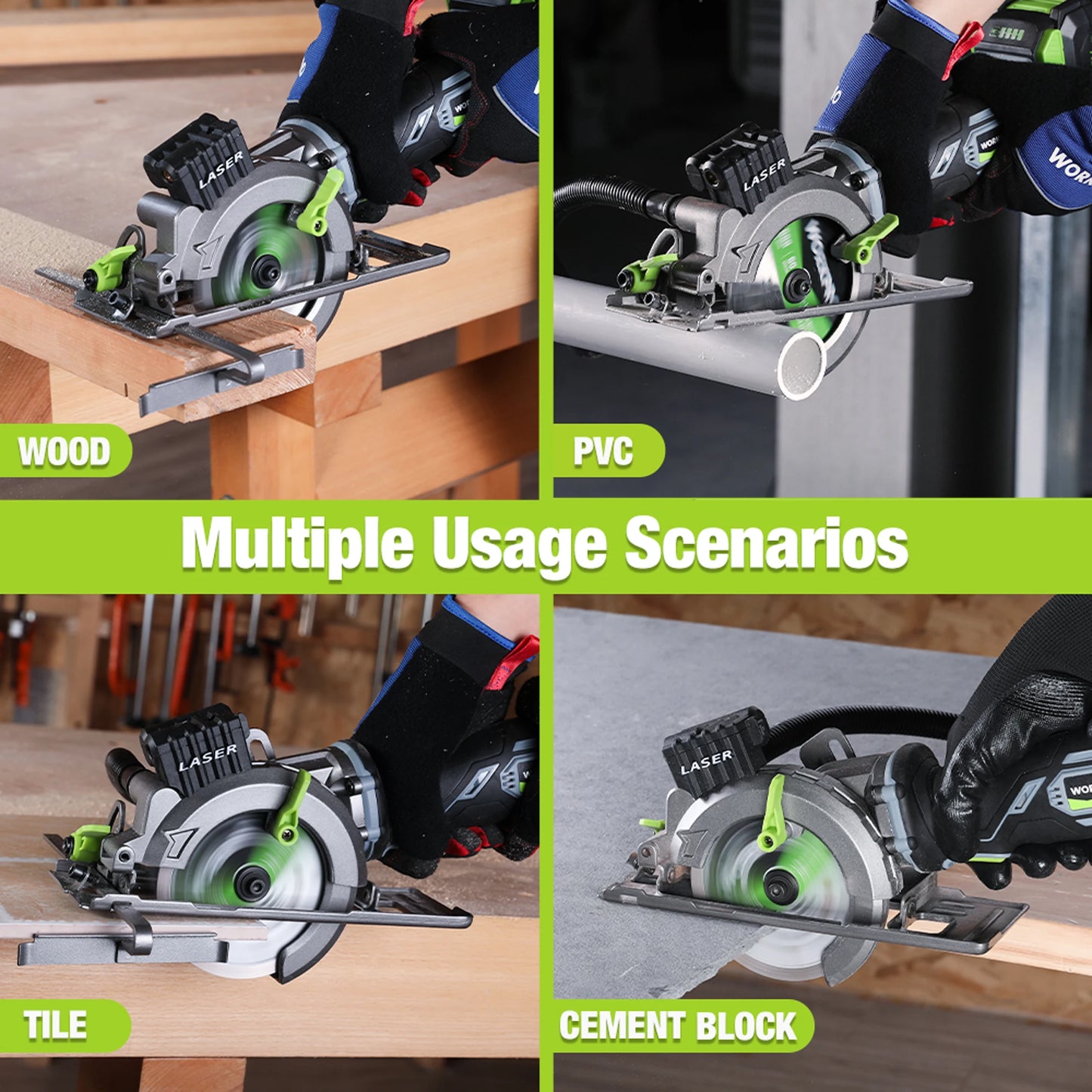 WORKPRO 20V Cordless Circular Saw with 115mm Blade – 710W Electric Power Tool for Wood & Tile Cutting (Laser & No Laser Options)