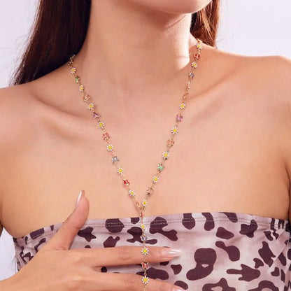 Trendy Y-Shaped Metal Necklace - Gold & Silver Color Long Collarbone Chain Bohemian Party Body Jewelry Gift