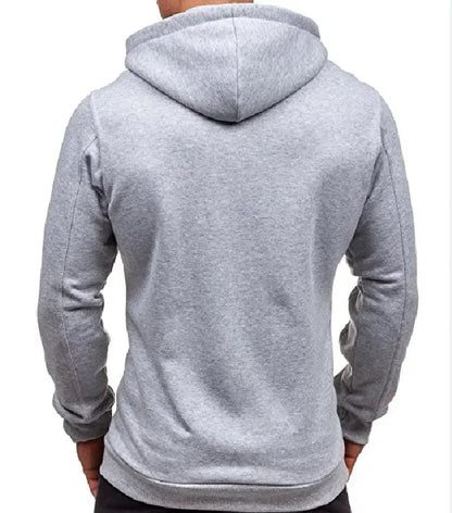 Men’s Casual Zip Hoodie – Solid Color Hooded Sweatshirt Jacket Cardigan for Spring & Autumn