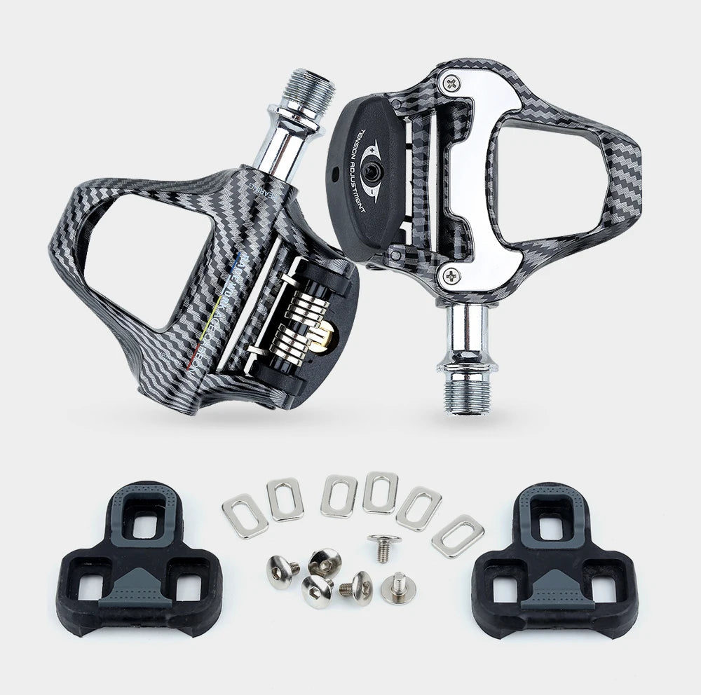 RACEWORK Carbon Fiber Road Bike Pedals Ultra-Light SPD Keo Self-Locking Professional Cycling Pedals