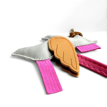 Winged Pony Keychain - Premium PU Leather Bag Charm with Detachable Strap