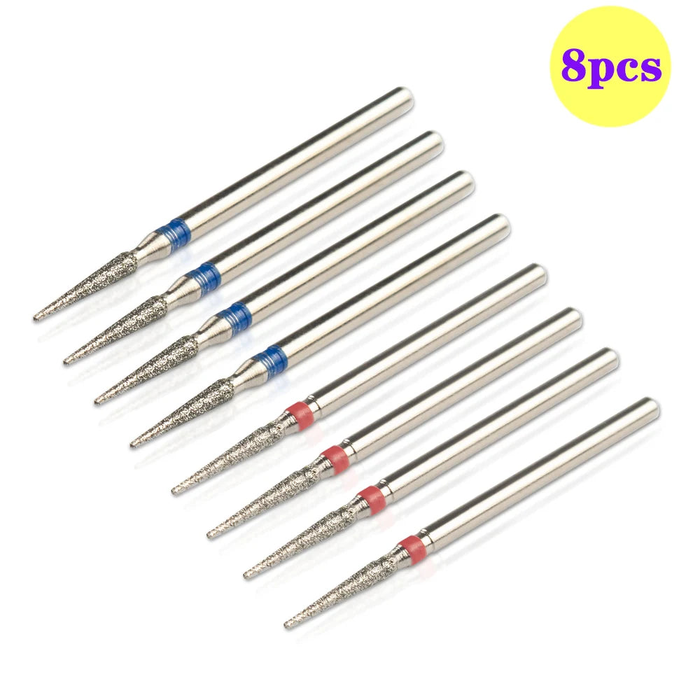 8pcs Diamond Nail Drill Bit Set - Rotary Electric Milling Cutters for Pedicure, Manicure, Cuticle Burr & Nail Tools Accessories