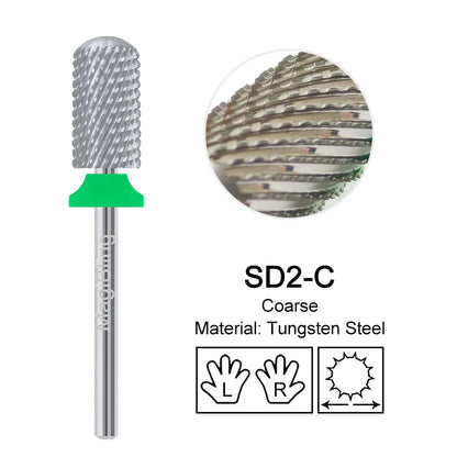 Gold Tungsten Carbide Nail Drill Bits – Large Barrel Milling Cutter, Pro Reversed Durable Grinding & Polishing Tools Accessories 4XC