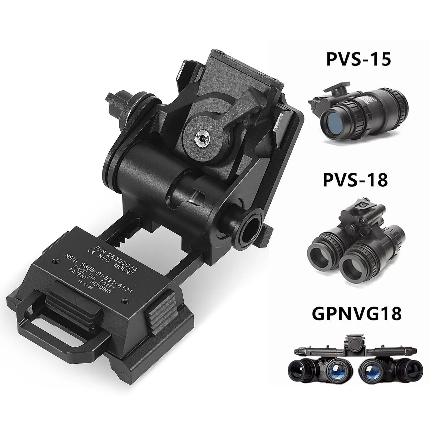 BOOIU Metal L4G24 NVG Helmet Mount Bracket - Holder for PVS15/PVS18 Goggles, Night Vision Stent, Tactical OPS Helmet Parts