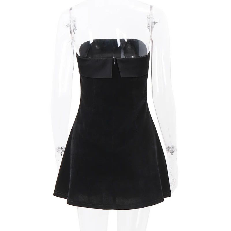 WhereMery Elegant Sleeveless Slash-Neck Mini Dress – Sexy Bodycon Backless A-Line Retro Evening & Club Party Dress for Women