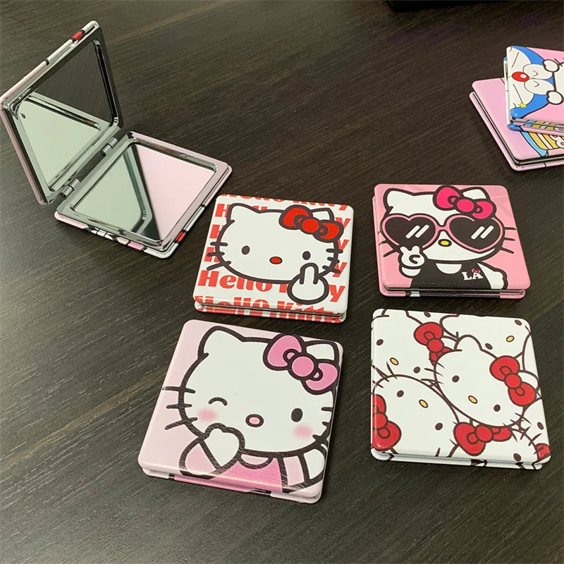 Hello Kitty Portable Small Mirror – Sanrio Folding Double-Sided Makeup Mirror, Cute Gift for Girls