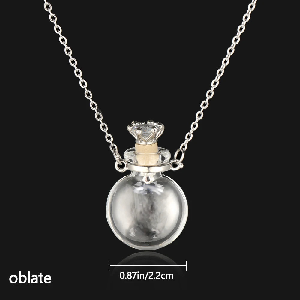 Openable Water Drop Heart Steel Chain Necklace – Essential Oil Pendant Glaze Vial Memorial Jewelry