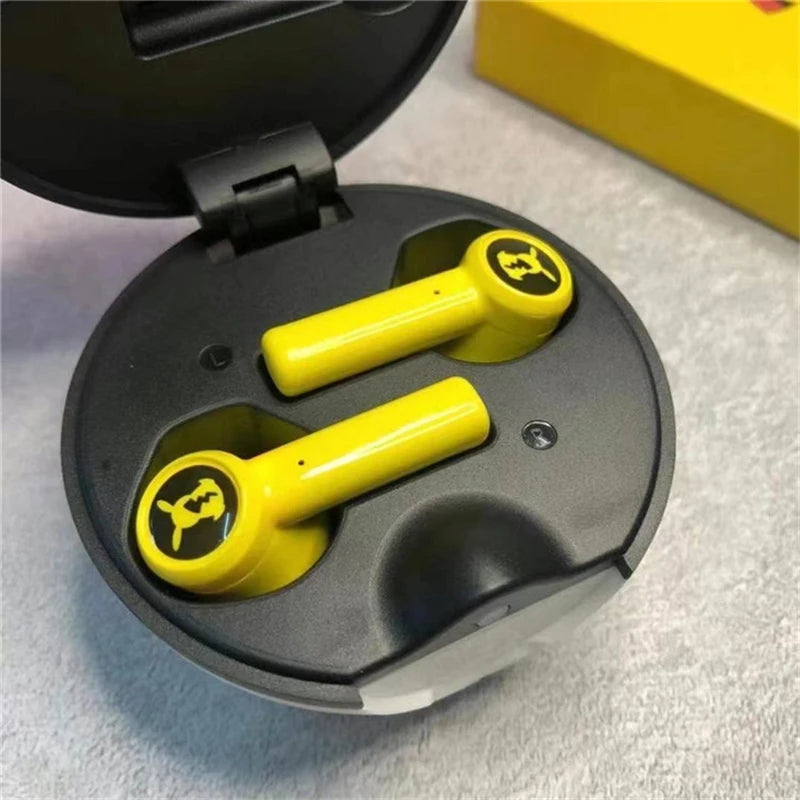 Pokémon Pikachu Wireless Bluetooth 5.0 Earphones – Noise Reduction Sport Headphones with Touch Control & Mic, Universal Gift