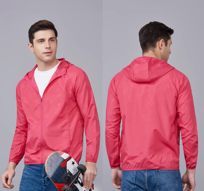 LNGXO Waterproof Hiking Jackets for Men & Women – Sun Protection Windbreaker, Camping, Climbing, and Outdoor Rain Coat, Unisex Portable Gear