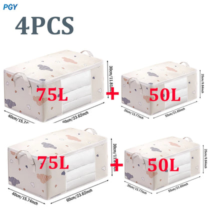 Big Capacity Storage Bag – 4/2/1PCS Moisture & Dust-Proof Organizer for Quilts, Clothes, Duvets, Blankets, and Luggage