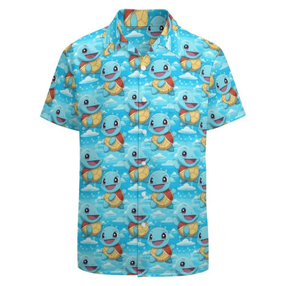 Summer Men's Short Sleeve Shirt – Cute Animal Print, Open Button Lapel, Comfortable Casual Top