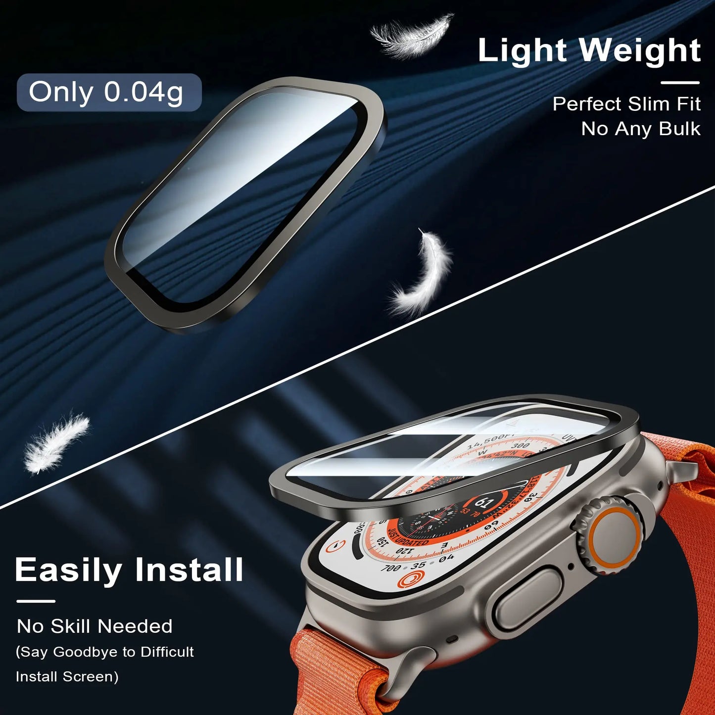 Tempered Glass Screen Protector for Apple Watch Ultra 2 49mm – Anti-Scratch HD Full Film with Metal Bumper, iWatch Ultra Accessories