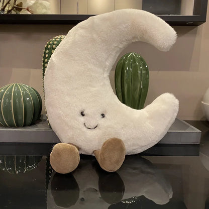 Adorable Smile Face Moon & Sun Plush Toy – Cute Cartoon Weather Stuffed Pillow for Kid's Bedroom Decor & Sofa
