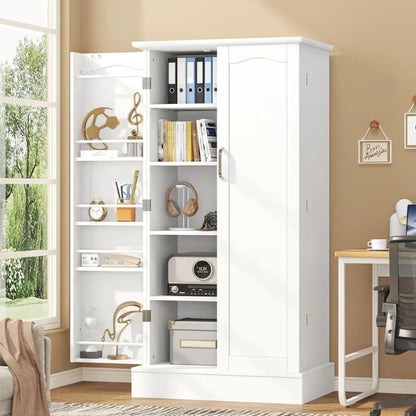 Freestanding Pantry Cabinet - Adjustable Shelf Storage Cupboard for Kitchen & Dining Room