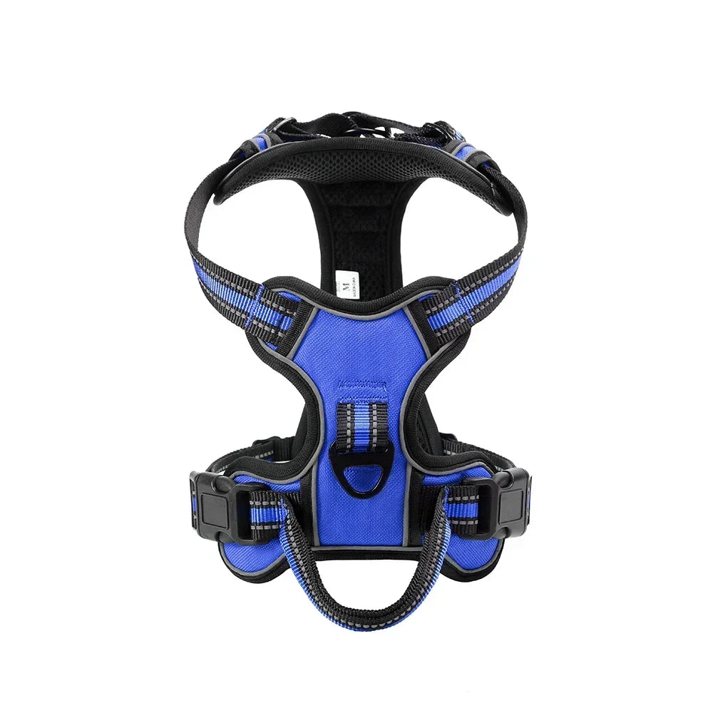 Adjustable No-Pull Reflective Dog Harness – Soft, Breathable Nylon Vest with Leash for Small & Large Dogs