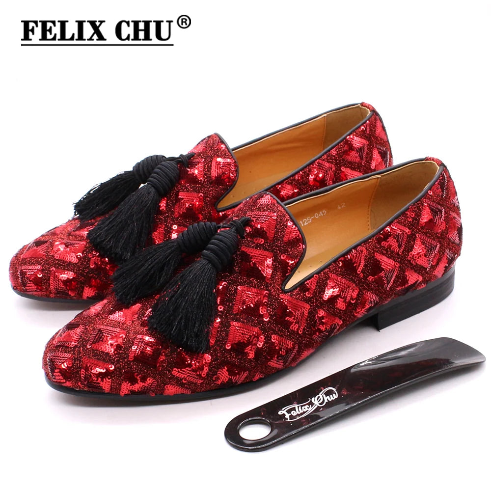 Men’s Tassel Loafers - Luxury Black and Red Designer-Inspired Wedding and Casual Dress Shoes for Spring and Summer