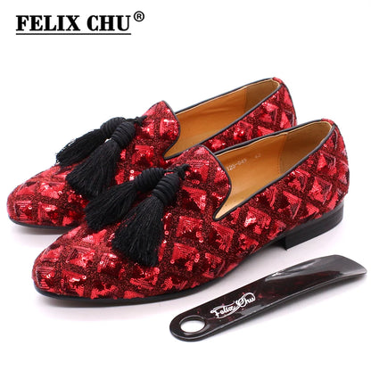Men’s Tassel Loafers - Luxury Black and Red Designer-Inspired Wedding and Casual Dress Shoes for Spring and Summer